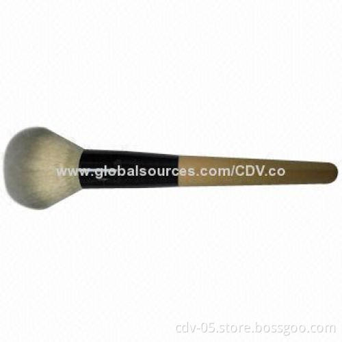 Makeup powder brush, made of original bamboo handle with aluminum ferrule, tricolor synthetic hair